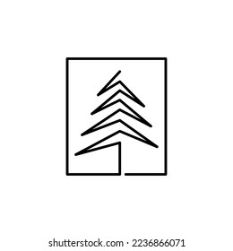 Little pine tree one line logo design. Continuous line illustration. Minimalist one line icon