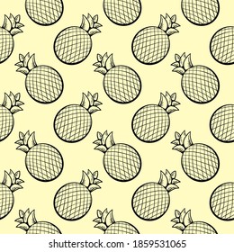 Little Pineapple,seamless pattern on beige  background.