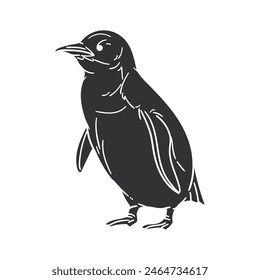 Little Pinguin Icon Silhouette Illustration. Animals Vector Graphic Pictogram Symbol Clip Art. Doodle Sketch Black Sign.