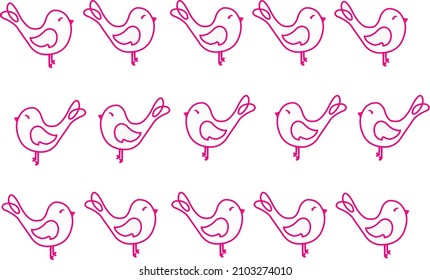 little pink bird on a white background