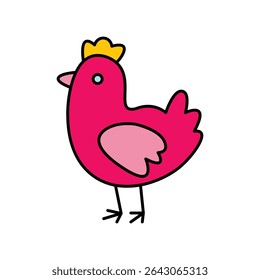 little pink birdy with a crown icon vector illustration
