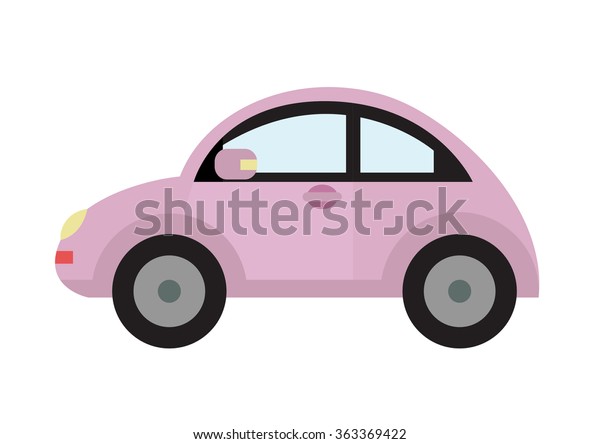 Little Pink Car Cartoon Vector Stock Vektorgrafik