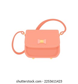 Little pink handbag for women vector illustration. Casual colorful purse for summer or autumn isolated on white background. Fashion, accessories concept