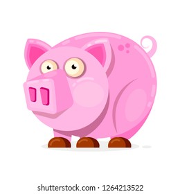 Little pink pig in cartoon style vector illustration. Chinese New Year. The year of the pig.
