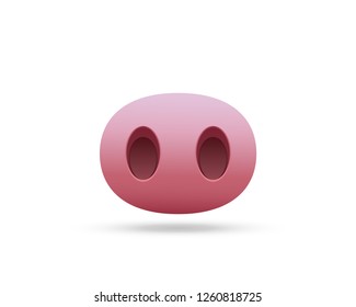 Little pink pig's nose vector web icon isolated on white background, EPS 10, top view