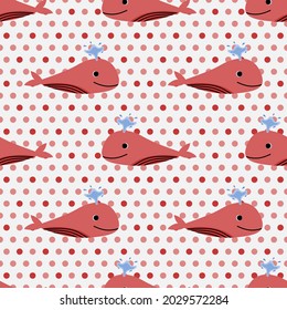 Little pink whale. Seamless background. Seamless pattern. seamless illustration