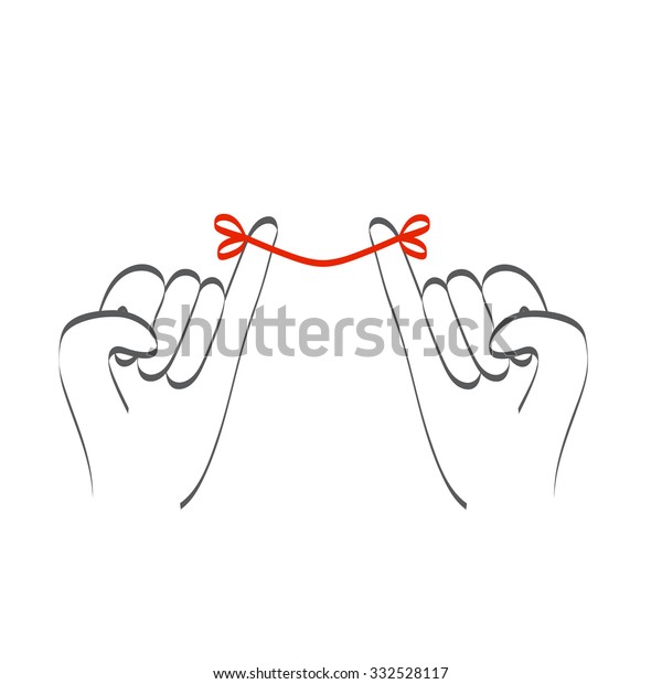 小さな指が赤い糸との関係を約束する のベクター画像素材 ロイヤリティフリー