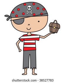 Little Pirate Boy Vector Illustration can easily be re-sized.
