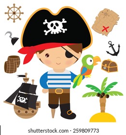 Little Pirate Vector Illustration Stock Vector (Royalty Free) 259809773 ...