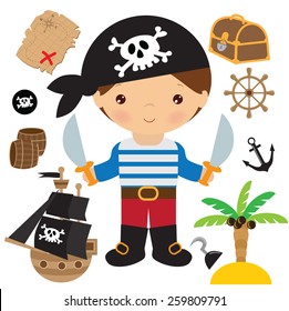 Little pirate vector illustration