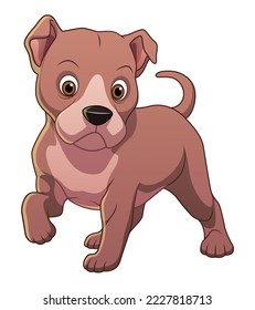 Little Pitbull Dog Cartoon Animal Illustration