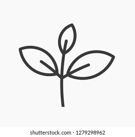 Little plant leaves line icon. Vector illustration.