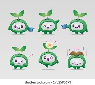 Little Plant Mascot Character Set