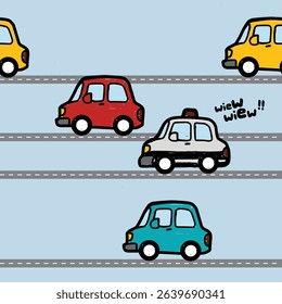 Little police car doodle vector set 