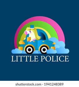 little police with little horse illustration, vector design