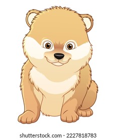 Little Pomeranian Dog Cartoon Animal Illustration