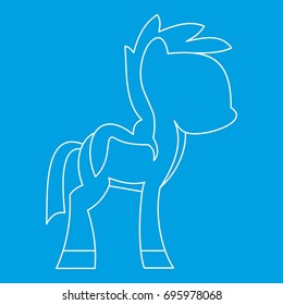 Little pony icon blue outline style isolated vector illustration. Thin line sign