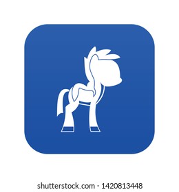 Little pony icon digital blue for any design isolated on white vector illustration