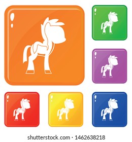 Little pony icons set collection vector 6 color isolated on white background