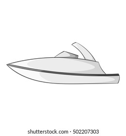 Little powerboat icon. Gray monochrome illustration of little powerboat vector icon for web