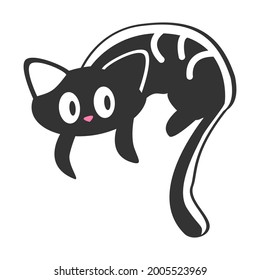 Little pretty black cat in a skeleton costume. Cute black kitty. Design for Halloween. Can be used for stiker, banner, card, poster and any design.
