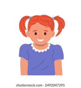 Little pretty preschool girl child cartoon character giggling feeling excited and joyous portrait