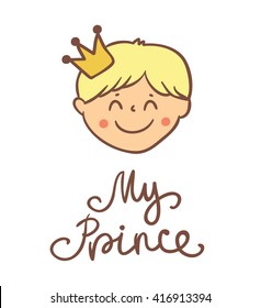 Little prince, Beautiful greeting card in vector