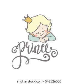 Little Prince. Beautiful Greeting Card In Vector