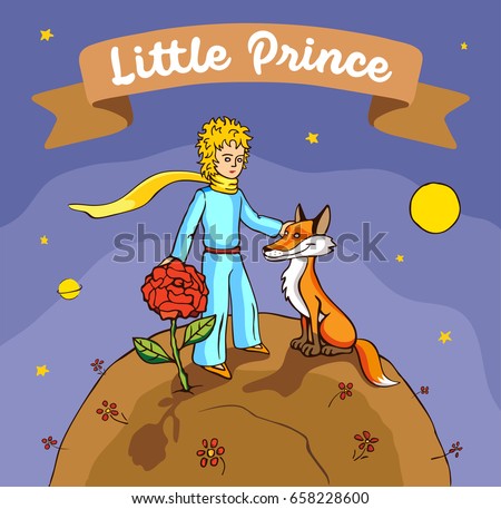 Little Prince His Rose Fox เวกเตอร์สต็อก (ปลอดค่าลิขสิทธิ์) 658228600
