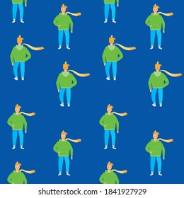 El principito aisló un patrón sin fisuras. Ilustración de material vectorial plano. Patrón inoxidable o textura de bebé para imprimir en tela, textil. Principito moderno con corona, personaje de libro