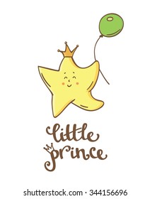 Little Prince. Little Star. Beautiful Greeting Card And Logo Elements In Vector