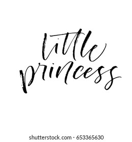 Little princess card. Ink illustration. Modern brush calligraphy. Isolated on white background.