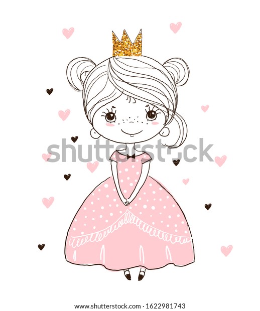 Little Princess Crown Beautiful Dress Fairytale Stock Vector (Royalty ...