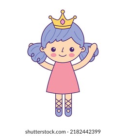 little princess girl cartoon isolated . vector illustration