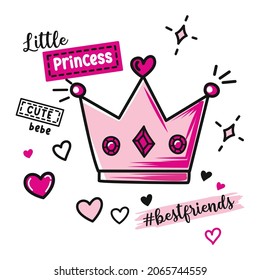 LITTLE PRINCESS, GIRLS GRAPHIC TEES VECTOR DESIGNS AND OTHER USES