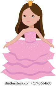 Little princess in a gold crown and a pink dress