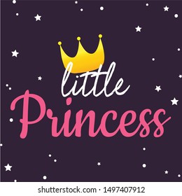 Little princess, golden crown, vector illustration