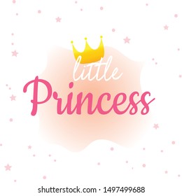 Little princess, golden crown, vector illustration