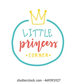 Little princess hand drawn logo for Kids logo template.