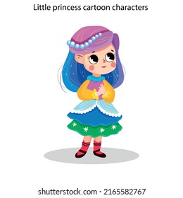Little princess icons cute cartoon characters sketch