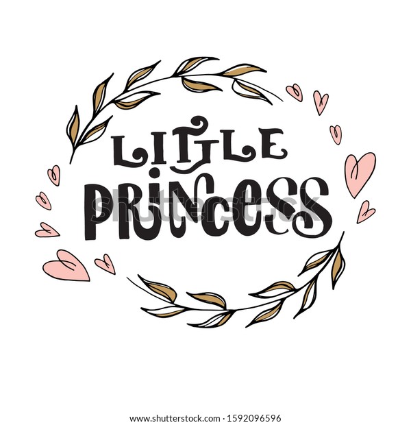Little Princess Lettering Typography Poster Wreath Stock Vector ...