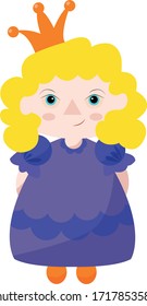 
little princess in a lilac dress with a golden crown on her head.