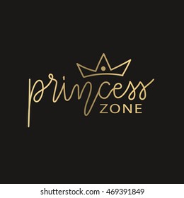 Little Princess Logo. Hand Drawn Logo, Kids Logo Template.