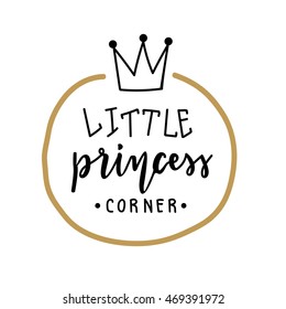 Little Princess Logo. Hand Drawn Logo, Kids Logo Template.