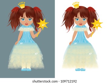 The little princess with a magic wand. vector illustration
