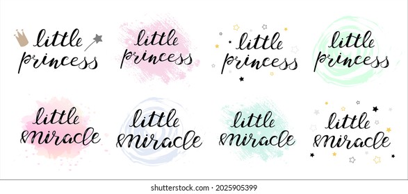 Little princess miracle Lettering for babies clothes tshirts and nursery decorations. Onesie design.