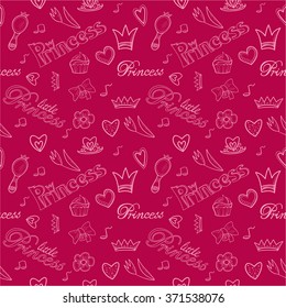 Little princess pink seamless pattern for girls design.