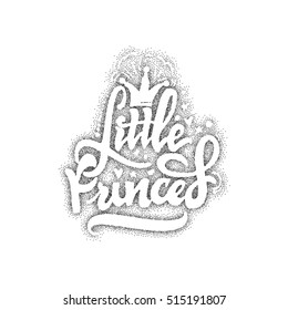 Little Princess. Pointillism - Calligraphic patch. Unique Custom Characters. Hand Lettering for Designs - logos, badges, postcards, posters, prints. Modern brush handwriting Typography.