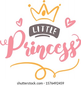 LITTLE PRINCESS SLOGAN, GIRL T SHIRTS VECTOR GRAPHIC DESIGNS