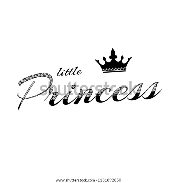 Little Princess Slogan Rhinestones Branches Beautiful Stock Vector ...